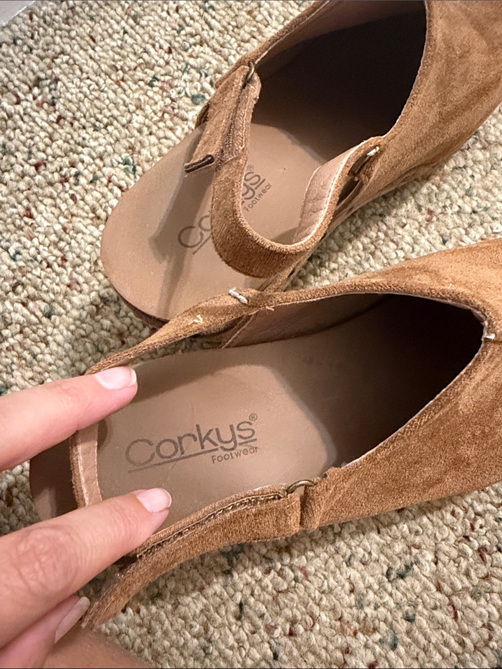Corkys Tan Suede Slingback Wedge Clogs - Picture 6 of 7